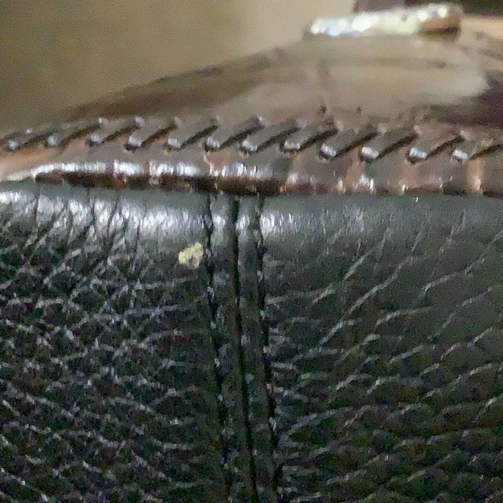 BRIGHTON small black shoulder bag brown croc trim - Picture 12 of 12